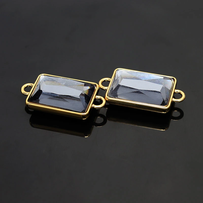 Square Pendant Fashion Jewelry Making Accessories Smoothly Natural Gemstone Connector AC21013