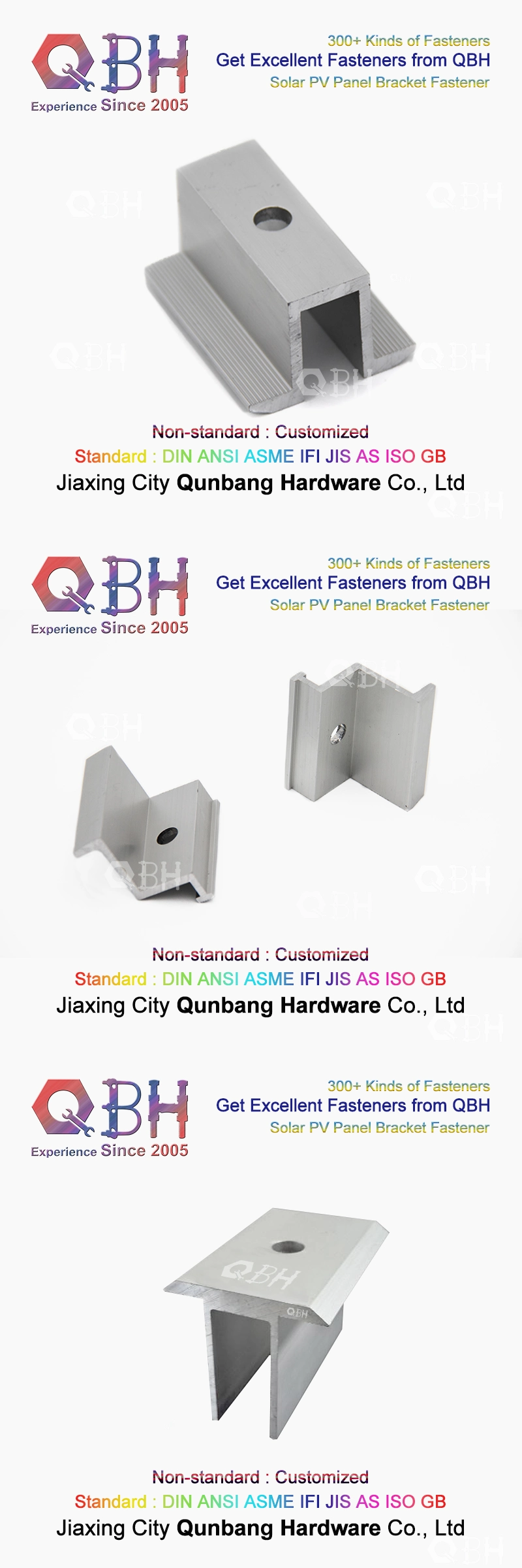 10%off Qbh Hot-Selling Standard & Customized General-Purpose PV Photovoltaic Bracket Tin Roof Aluminum Alloy Solar Bracket Fastener and Stamping Accessories