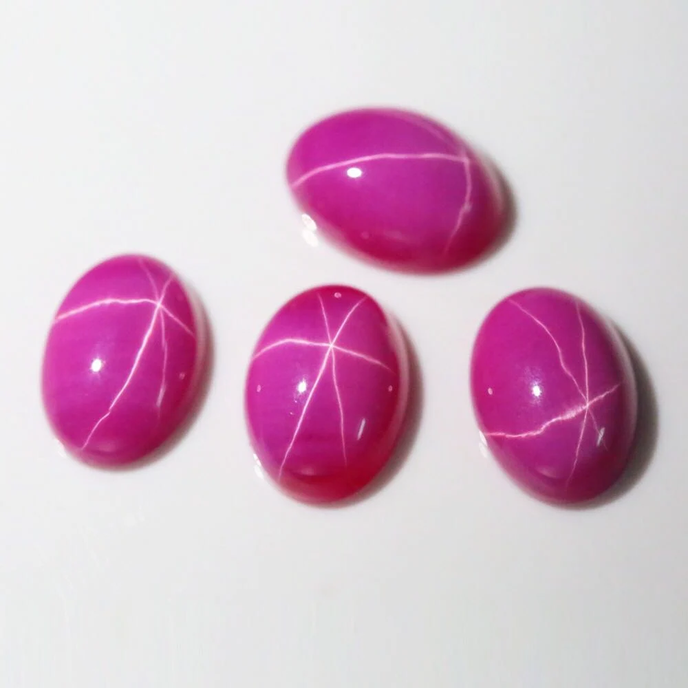 Oval Cabochon 5X7mm Synthetic Star Sapphire Six Rays Gemstone for Ring Making